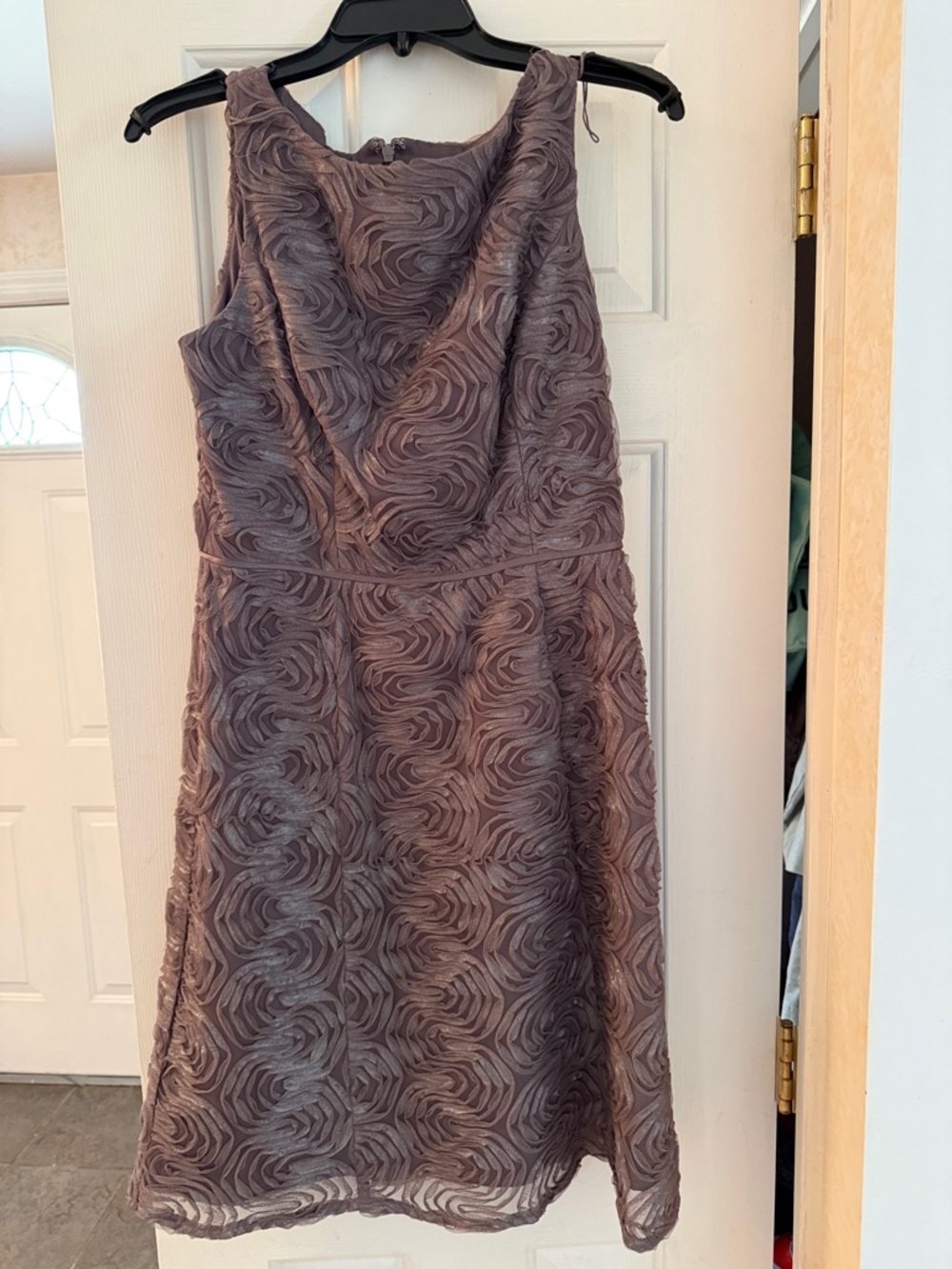 Adrianna Papell Mauve Rose-Textured Midi Dress